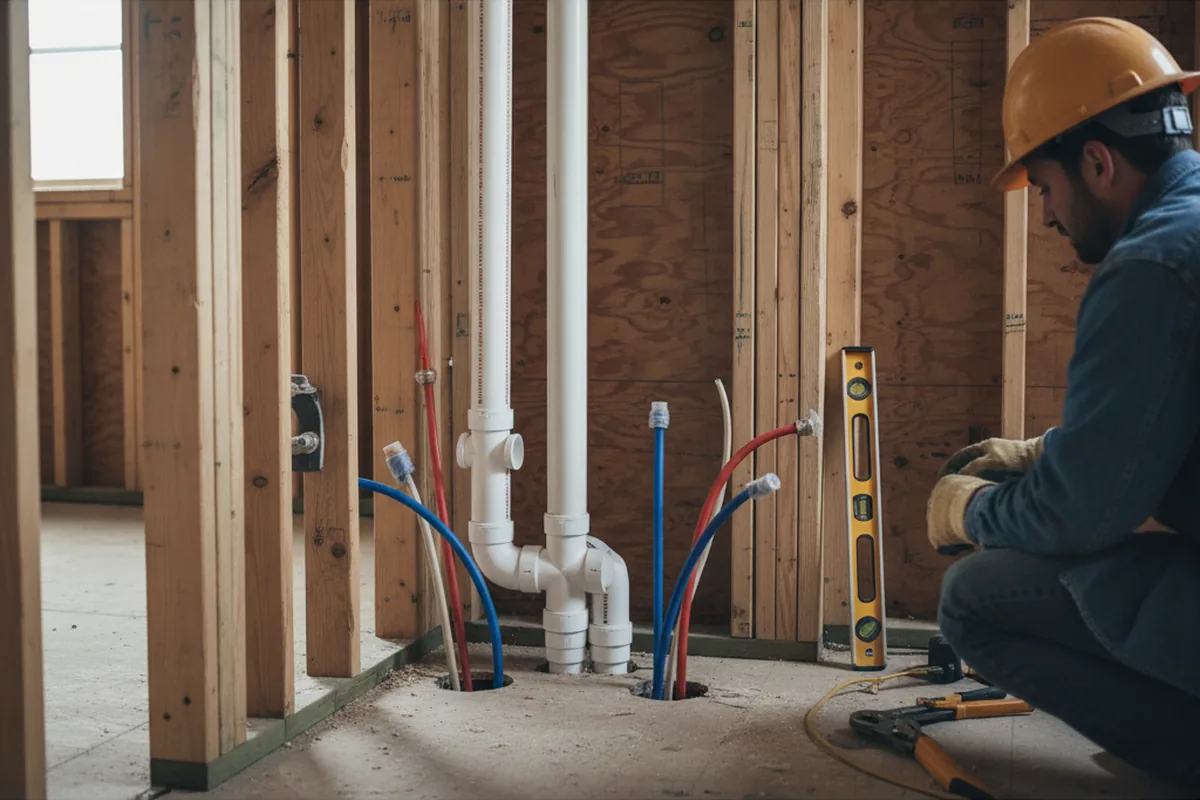 Drain and supply rough-in during Leak Detection in Verbank